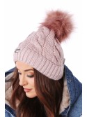 Geflochtene Wintermütze für Damen, gepudert C52 – Online-Shop – Boutique